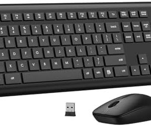Wireless Keyboard and Mouse Combo, Full Size Silent Ergonomic Keyboard and Mouse, Long Battery Life, Optical Mouse, 2.4G Lag-Free Cordless Mice Keyboard for Computer, Mac, Laptop, PC, Windows
