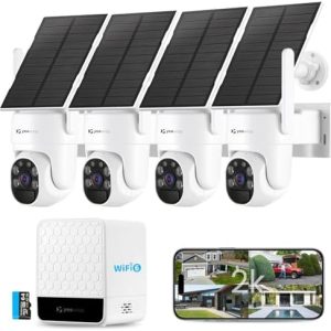 yeewise Solar Security Cameras Wireless Outdoor, 4 Cam-Kit, No Subscription, 4MP Home Security Cameras System with 360° Pan & Tilt, Color Night Vision, Motion Detection, Local Storage, 5G & 2.4G WiFi